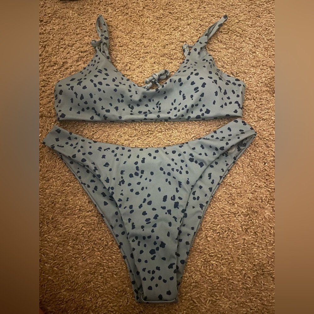 green and blue bathing suit